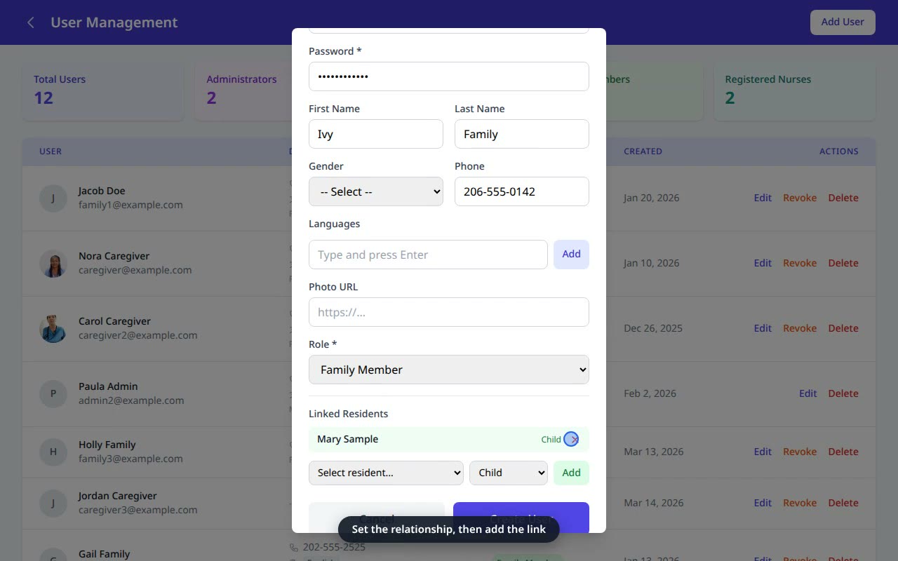 Add a Family Member — VentoFlo walkthrough