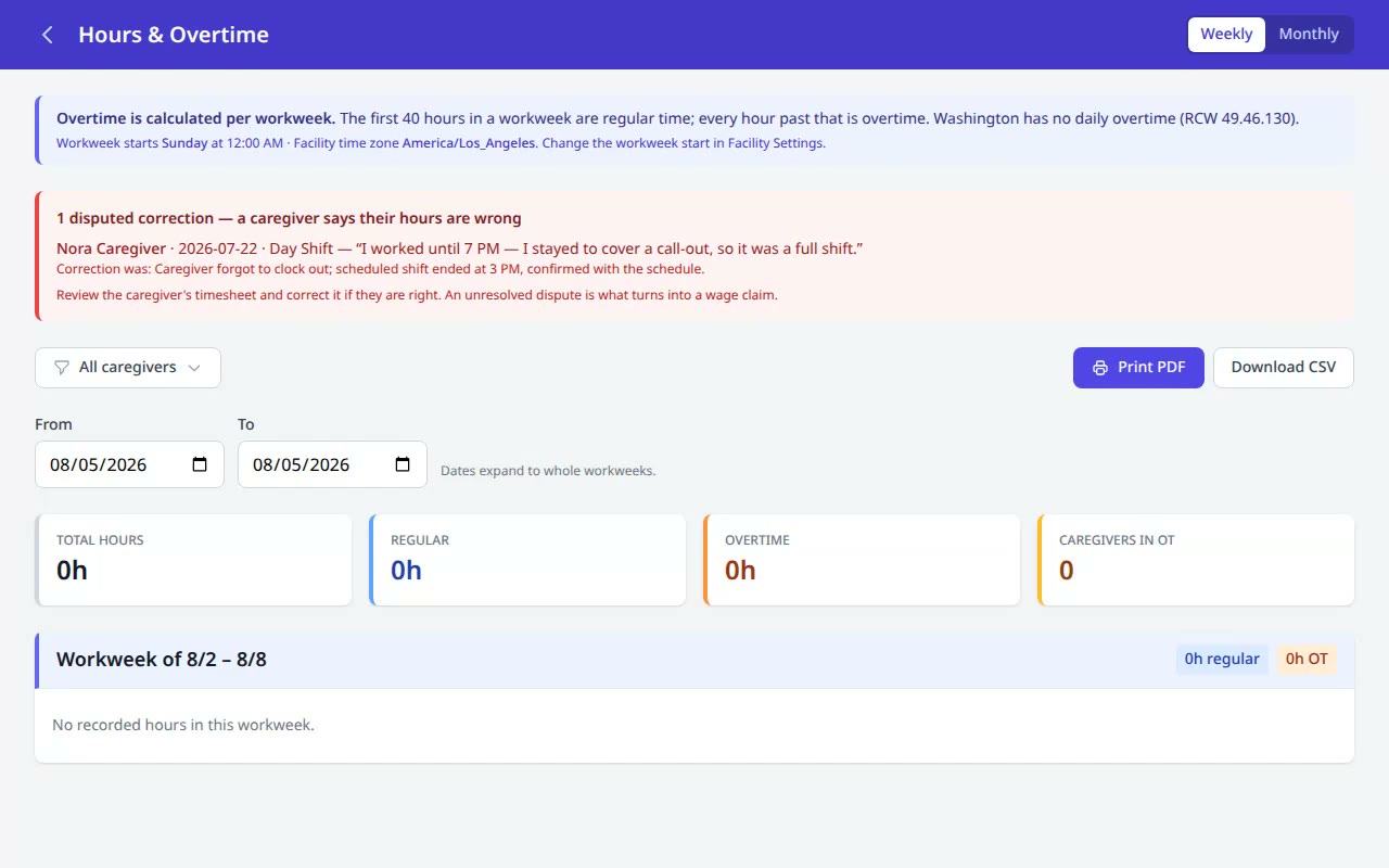 Dispute a Change to Your Hours — VentoFlo walkthrough