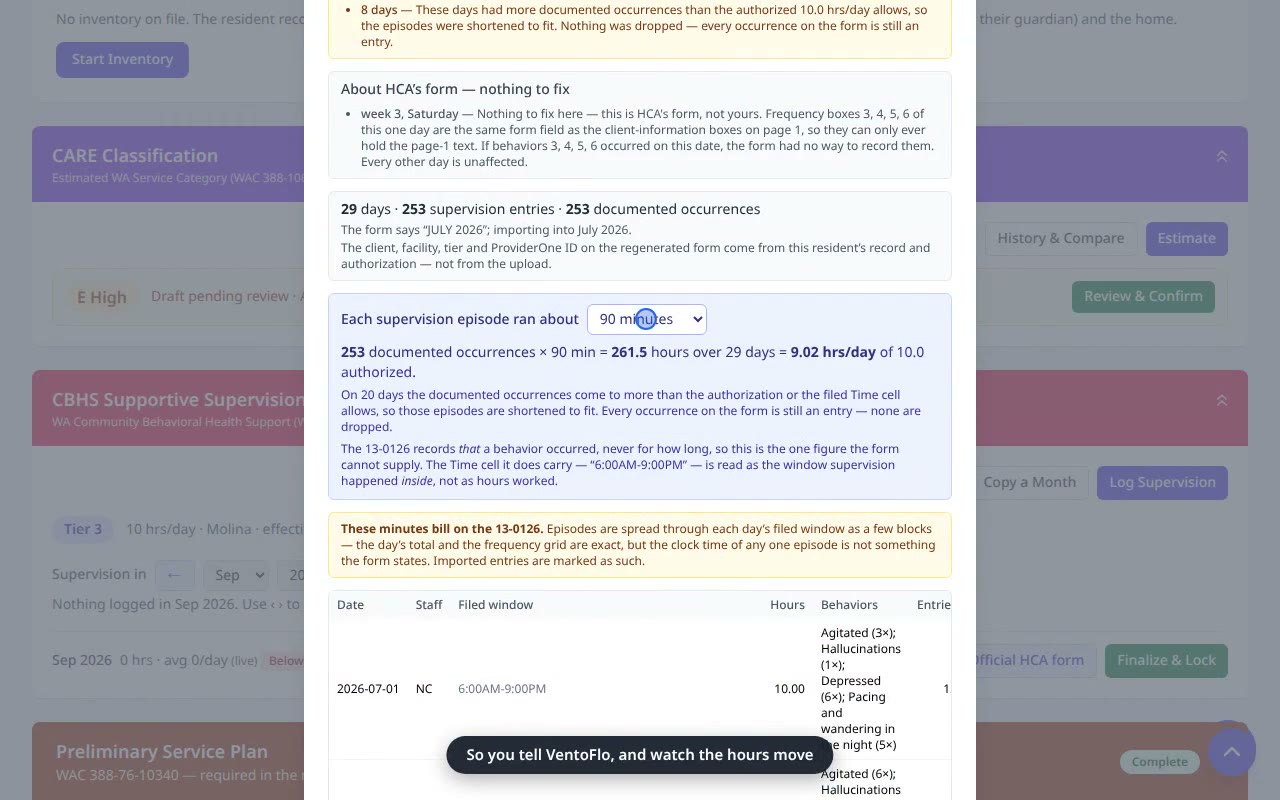 Import a filed 13-0126 (monthly form) — VentoFlo walkthrough